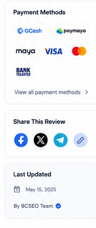 Payment methods, share and update information